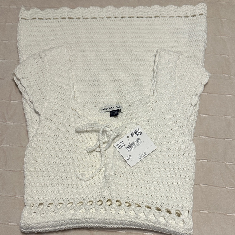 American Eagle White Crochet dress